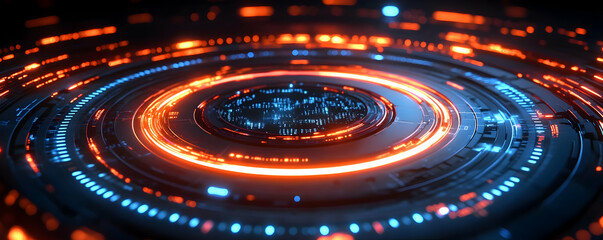 Futuristic interface glowing orange, digital background