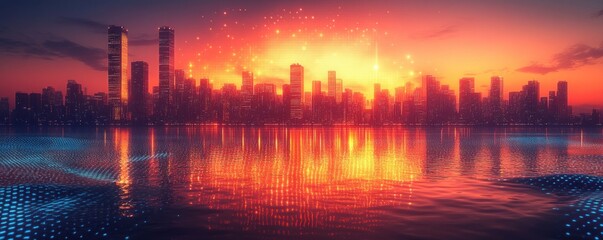 Futuristic Digital Background for AI, Neural Networks, Cybersecurity, Data Transmission, and Technological Operations