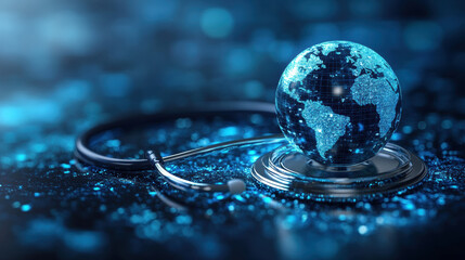 abstract world health concept with stethoscope and globe, symbolizing global health awareness and ca