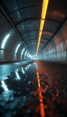 Wall Mural - rendering dark car technology reflection t fast surface lights background street 3d curved tunnel le