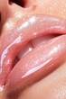 © Outkast - Glossy pink lips close-up shot, beauty and makeup concept, skin and sparkle effect