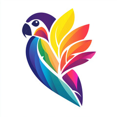 a vibrant vector style illustration of a parrot with a dynamic, colorful design, showcasing an array