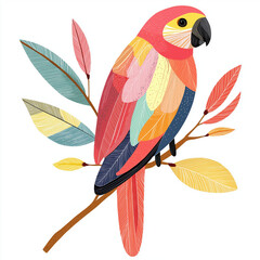 a vibrant vector illustration of a parrot with a dynamic, colorful design, showcasing an array of ra