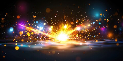 Poster - Vibrant Explosion of Colorful Light Particles Creating a Magical Background Effect for Artistic and Creative Design Projects