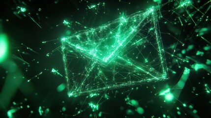 Wall Mural - glowing email icon, digital network, abstract background, tech concept