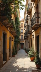  barcelona gothic illustratio quarter painting yard court painting art city barcelona spain travel old ancient street architecture architectural illustration drawing picture clip art courtyard tour