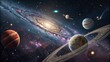 © Ruby - Cosmic Composition Planets, Galaxy, Rings, Space, Digital Art, Planetary System. Space art, Astronomy