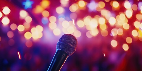 Poster - microphone and bokeh background