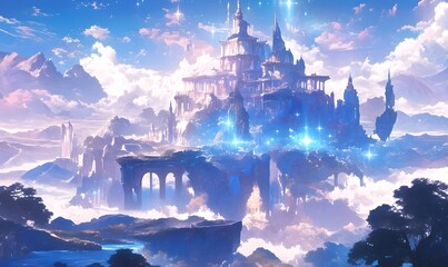 Wall Mural - A fantasy fortress of solitude with an ethereal shine