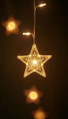 Wall Mural - star background hanging gold dark light christmas light greeting bokeh holiday background blur gold shiny bright celebrate celebrate confetti festival festive glistering glow lighting shine sparkle