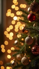 Wall Mural - blurred christmas tree light background gold christmas tree christmas tree background light christmas gold card gold decoration fire design texture sharpened holiday decorated sparkle shining
