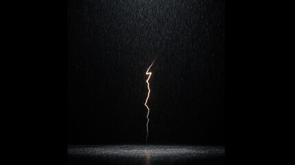 Lightning Strike in Dark Rainy Night. Possible use Stock photo for weather or science related publications