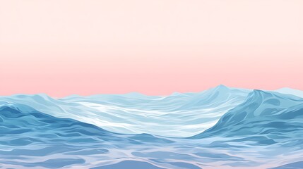 Wall Mural - serene blue mountains under pink sky