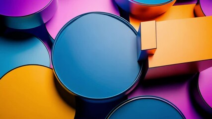 Wall Mural - blue, orange and purple tech background suite with 3d rendering