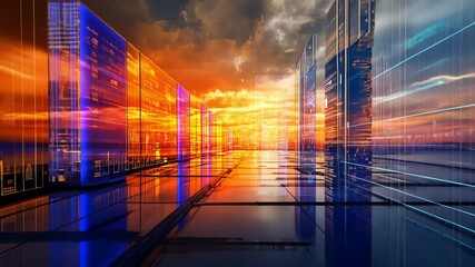 Blue, orange and Purple tech background suite with 3d rendering