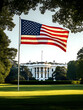 © yineaa - Flag of the united states flying in front of the white house washington d.C. Government building outdoor ground level national pride