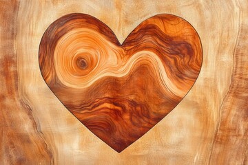 Sticker - Wooden heart reveals beautiful wood grain underneath surface panel