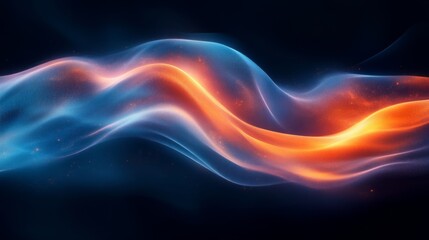 Wall Mural - Abstract glowing waves in blue and orange, digital art. futuristic energy flow concept