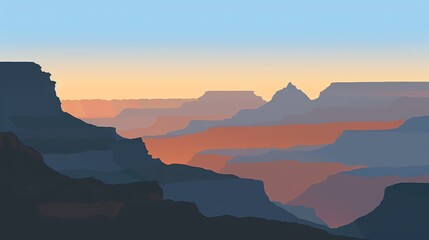 Wall Mural - A stylized illustration of the Grand Canyon at sunset.