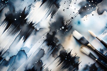 Wall Mural - abstract painting with paint brushes watercolor texture