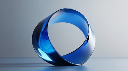 Abstract Blue Mobius Strip With Smooth Surface and Clean Background in Modern Design