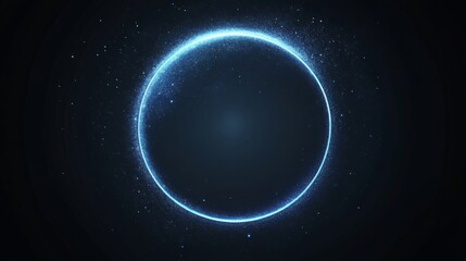 Fototapete - Glowing blue circle in space with starry background, cosmic energy concept