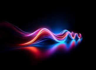 Canvas Print - abstract luminous wave of bright light. red and blue colors create a dynamic flow against a dark bac