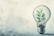 © UMAR SALAM - Illustration of a light bulb with a plant inside, representing growth, on a clean and minimal background, with generous room for text or other design elements.