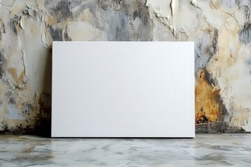 Fototapete - Blank canvas on textured wall, ideal for art presentation and mockups for designs with an artistic backdrop