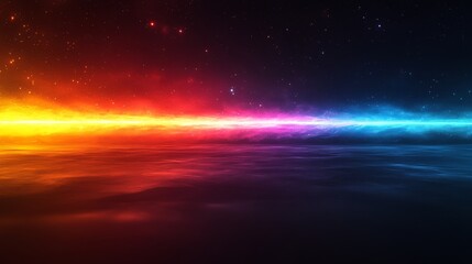 Aufkleber - A Celestial Convergence: A Vivid Spectrum of Galactic Light Over a Mystical, Tranquil Water Surface Reflecting the Cosmic Brilliance