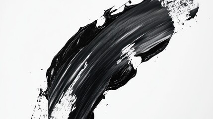 Aufkleber - Black paint stroke, swirl, white background, texture, design element