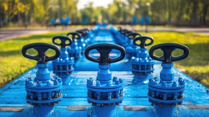 Aufkleber - Blue pipeline valves park control system