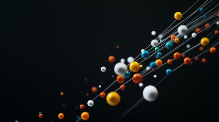 Wall Mural - dynamic network of colorful spheres connected by thin lines, symbolizing innovation and data flow on