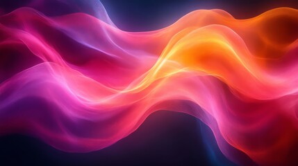 Poster - Abstract colorful waves with pink and orange hues, artistic background. Modern art and design concept