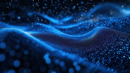 Wall Mural - Abstract Blue Digital Wave: A Symphony of Data and Light