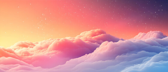 Sticker - Pastel cloudscape sunset; dreamy sky