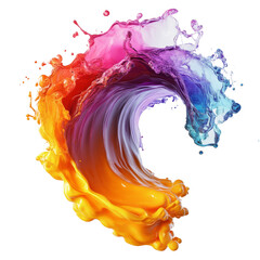 Wall Mural - A vibrant swirl of colorful paint, blending shades of orange, pink, purple, and blue, creating an energetic and dynamic visual effect.