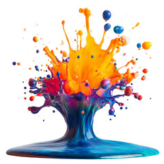 Wall Mural - A vibrant splash of blue and orange paint bursts upward, creating a dynamic and colorful explosion of color.