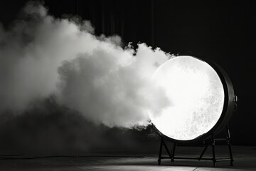 Wall Mural - Circular smoke formation in an art installation during a creative showcase event