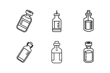 vaccine bottle icon line art vector illustration
