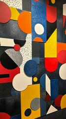 Wall Mural - Abstract art with vibrant colors and shapes in dynamic arrangement within a modern space