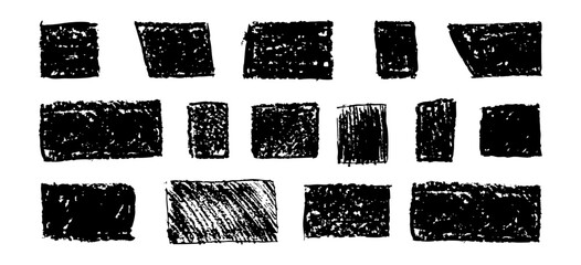 Wall Mural - set of abstract geometric basic shapes drawn with pastel black color or charcoal. hand drawn paint q