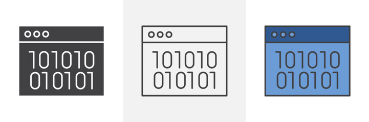 Binary code icons pack for website designs