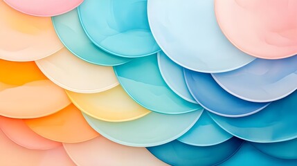 Sticker - Pastel Overlapping Circles Abstract Background - Pastel Colors