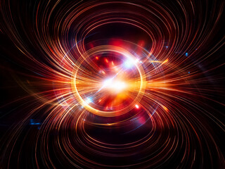 Aufkleber - Glowing gold and blue ring encircled by swirling energy, set against a dark background.  Suggests power, technology, and cosmic energy.