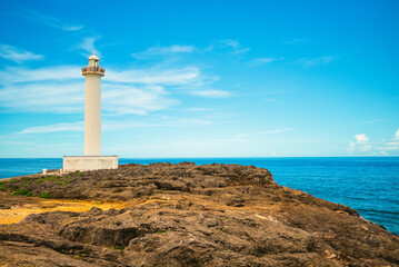 Wall Mural - Cape Zampa Lighthouse located at Cape Zampa, Okinawa in Japan