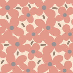 Wall Mural - Japanese Cute Flower Fall Vector Seamless Pattern