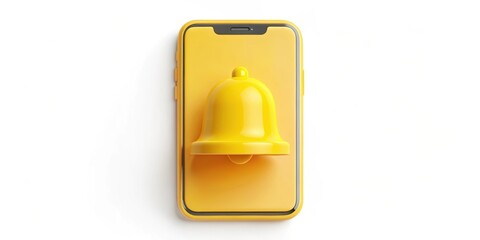 Yellow bell with digital message counter for smartphone notification app mockup, notification, bell, ring, smartphone