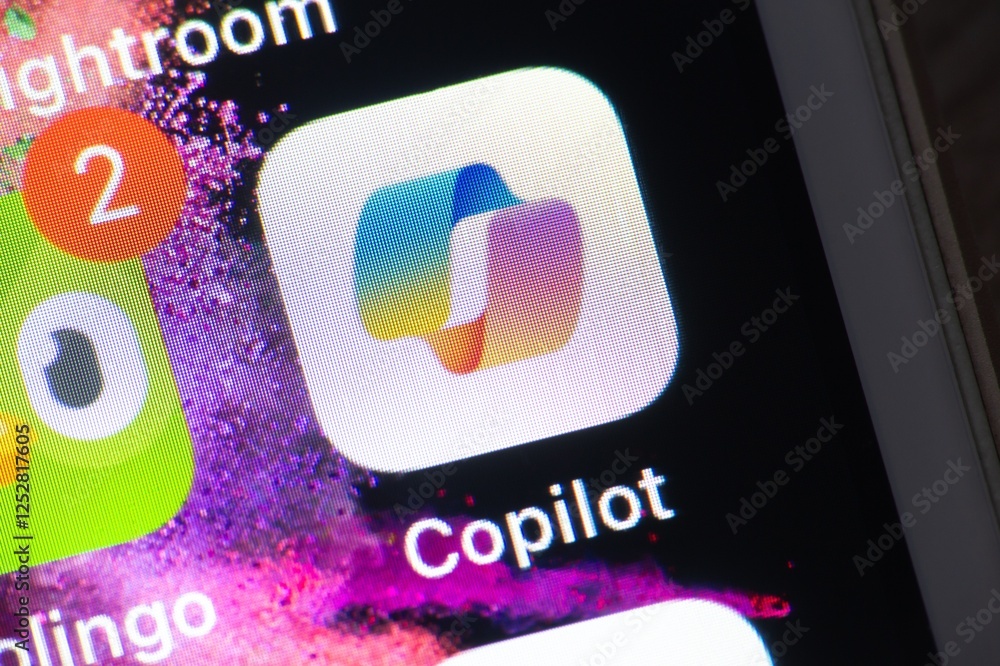 Microsoft Copilot chatbot generative AI mobile application installed on ...