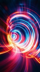 Poster - Vibrant abstract light trail vortex, dynamic energy motion. Futuristic technology concept